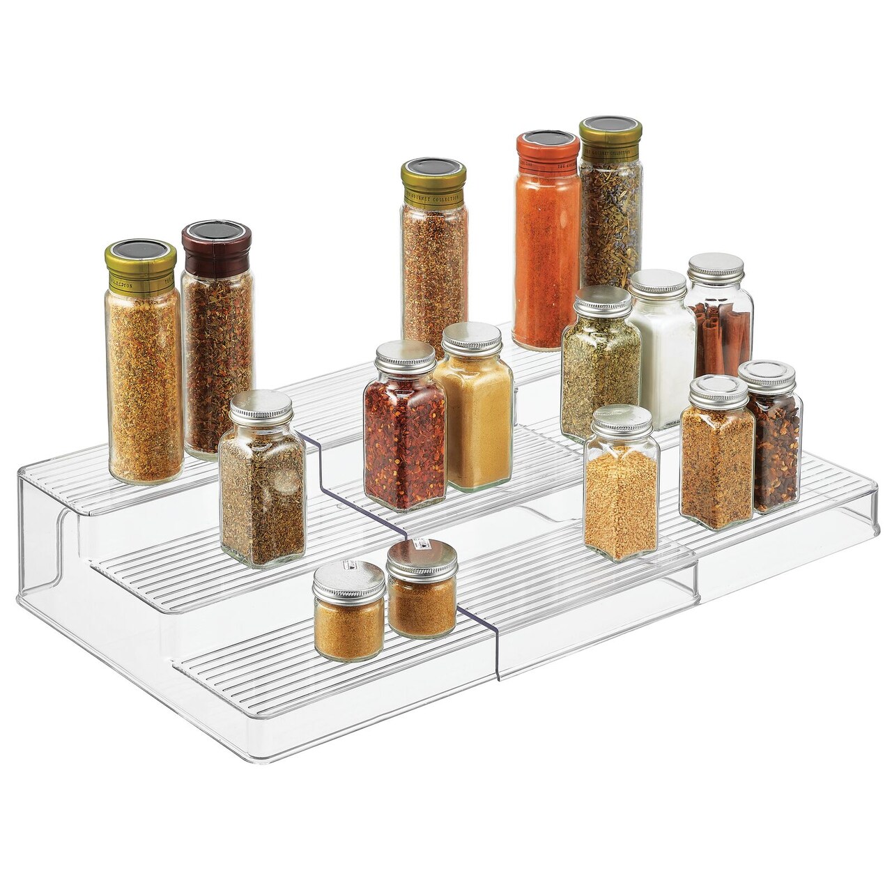 mDesign Plastic Tiered Kitchen Food Storage Organizer Spice Rack Holder